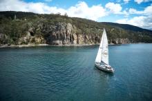 Sailing near the Shot Tower in Taroona